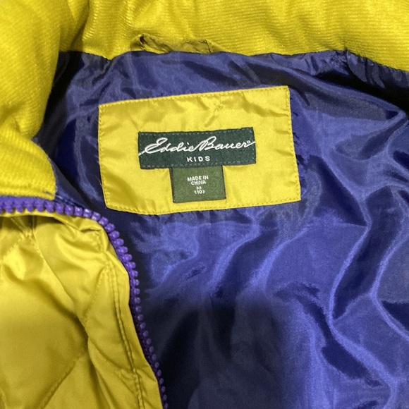 Like new Eddie Bauer girls size 10 down gold/purple vest. - Picture 3 of 4